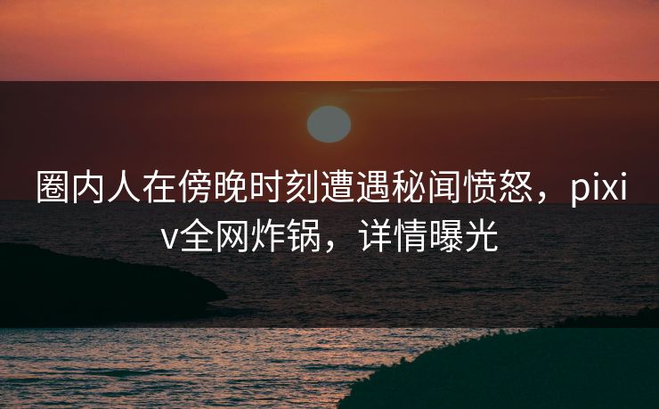 圈内人在傍晚时刻遭遇秘闻愤怒，pixiv全网炸锅，详情曝光